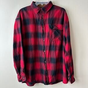 Gioberti Flannel Shirt Buffalo Check Contrasting Corduroy Red Black XXL Workwear